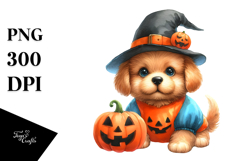 Watercolor Cute Baby Dog Halloween | Clipart Product Image 1