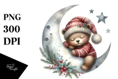 Cartoon Bear Dressed for Christmas PNG Product Image 1