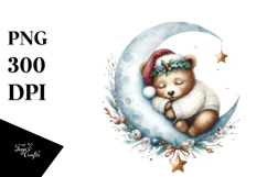 Baby Bear Christmas Moon PNG Product Image 1