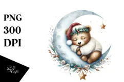 Baby Bear Christmas Moon PNG Product Image 1