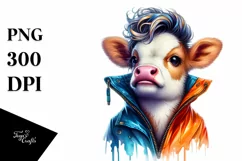 Proud Baby Cow Posing PNG Product Image 3