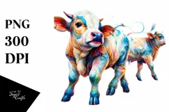 Colorful Baby Cow with Dance Floor PNG Product Image 3