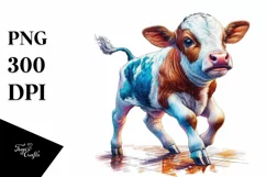 Baby Cow on Dance Floor, Sublimation PNG Product Image 1