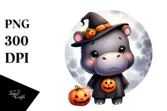 Cute Baby Hippo Halloween PNG Product Image 1