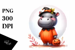 Cute Baby Hippo Halloween PNG Product Image 3