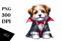 Funny Watercolor Puppy Dressed as Vampire | Sublimation Product Image 3