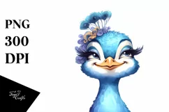 Funny Cute Peacock Portrait | Sublimation Clipart Product Image 1