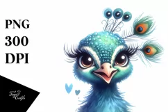 Funny Cute Peacock Portrait | Sublimation Clipart Product Image 3