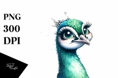 Funny Cute Peacock Portrait | Sublimation Clipart Product Image 3