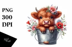 Cute Cow with Flowers, Transparent PNG Product Image 1
