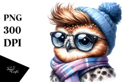 Vibrant Owl in Watercolor, High-Res PNG Product Image 1