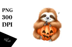 Simple Watercolor Sloth, Halloween PNG Product Image 1
