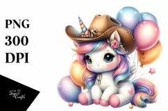 Pastel Baby Unicorn Cowboy Hat Clipart Product Image 1