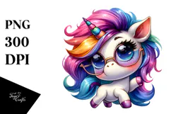 Cute Unicorn with Cool Haircut PNG Product Image 1