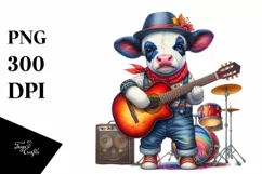 Baby Cow Musician PNG Product Image 1