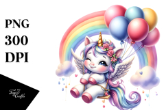 Cute Baby Unicorn Swinging from Rainbow Product Image 1