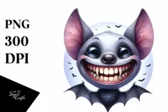 Funny Halloween Bat Smile Watercolor Clipart Product Image 3