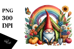 Watercolor Gnome House Rainbow | Clipart Product Image 1