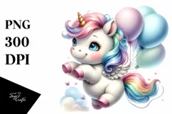 Cute Baby Unicorn Dancing Balloons Clipart Product Image 3