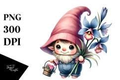 Cute Baby Gnome with Lobelia, Transparent PNG Product Image 1