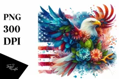 Abstract Vibrant Eagle with USA Flag Colors, PNG Product Image 1
