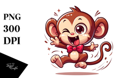 Joyful Monkey with Bow Tie PNG Product Image 1