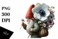 Detailed Gnome Anemone Bouquet Digital Painting Clipart Product Image 3