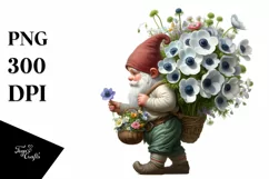 Detailed Gnome Anemone Bouquet Digital Painting Clipart Product Image 1