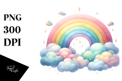 Colorful Rainbow with Clouds, PNG Product Image 1