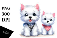 Happy Cartoon West Highland White Terrier PNG Product Image 1