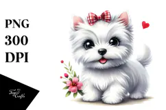 Happy Cartoon West Highland White Terrier PNG Product Image 1