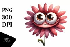 Expressive Funny Flower, Detailed PNG Product Image 1