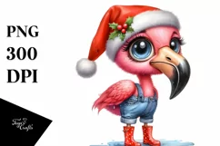 Flamingo Santa Suit Jeans Rain Boots | Sublimation Clipart Product Image 3