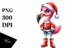 Flamingo Santa Suit Jeans Rain Boots | Sublimation Clipart Product Image 3