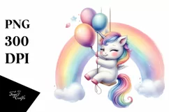 Pastel Baby Unicorn Rainbow Clipart Product Image 1
