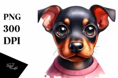 Baby Doberman Pinscher Big Eyes | Sublimation Clipart Product Image 1