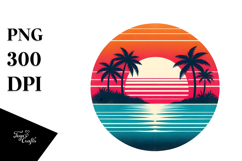 Tropical Island Sunset, Clipart Product Image 1