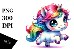 Baby Unicorn Running PNG Product Image 1