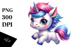 Running Unicorn with Cool Haircut, PNG Product Image 1