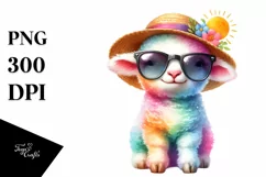 Colorful Baby Lamb with Sun Hat and Sunglasses Product Image 3
