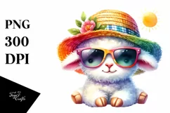 Colorful Baby Lamb with Sun Hat and Sunglasses Product Image 1