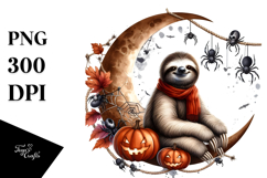 Halloween Sloth on Moon, PNG Product Image 1