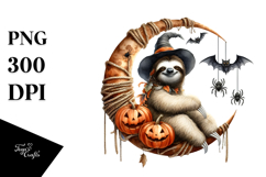 Halloween Sloth on Moon, PNG Product Image 1