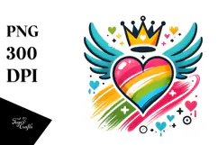 Simple Paintbrush Heart Wings PNG Product Image 1