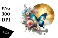 Butterfly with Flowers, Transparent PNG Product Image 1