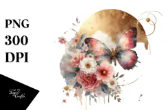 Butterfly with Flowers, Transparent PNG Product Image 1