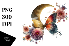 Butterfly with Flowers, Transparent PNG Product Image 1