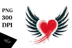 Heart with Wings Paintbrush Style PNG Product Image 1