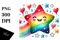 Smiling Star with Hanging Hearts, Transparent PNG Product Image 1