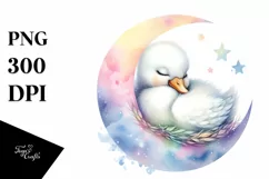 Colorful Baby Swan Sleeping on the Moon Product Image 1